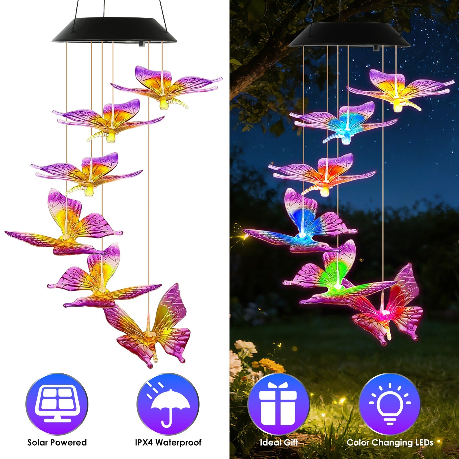 Solar Butterfly Wind Chime