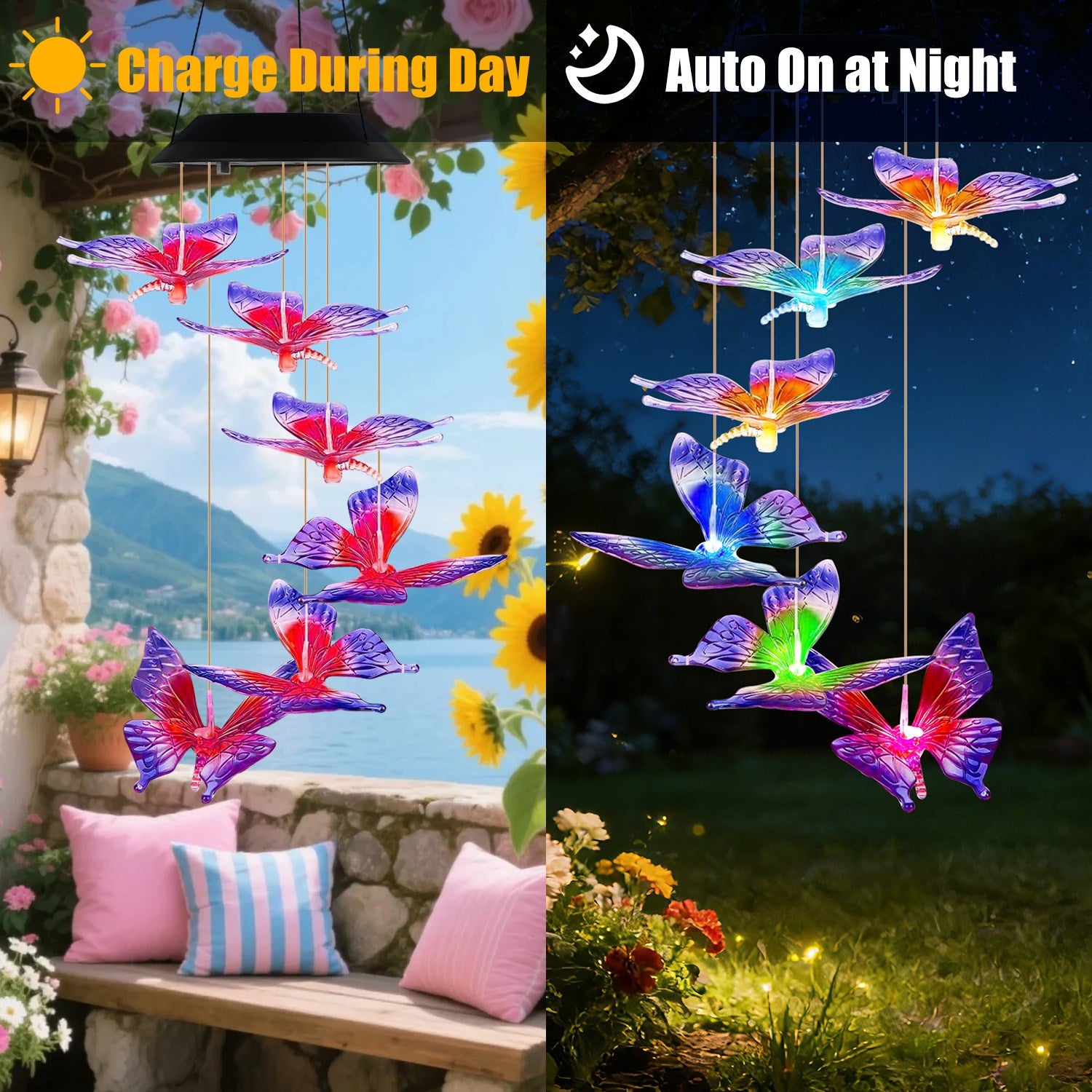 Solar Butterfly Wind Chime